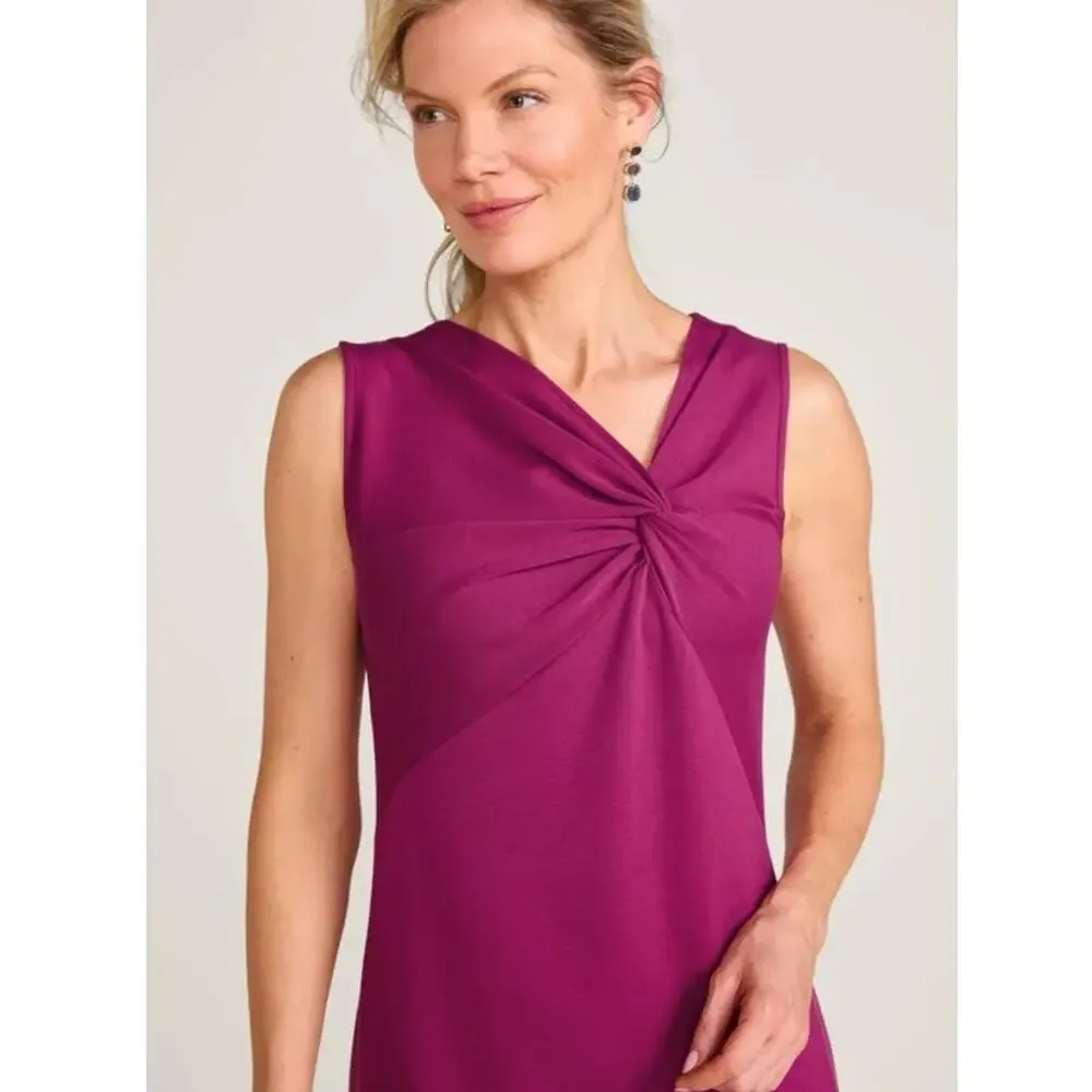 Soft Surroundings Hannah Maxi Dress Small Raspberry Twist Neck Scooba Knit Soft